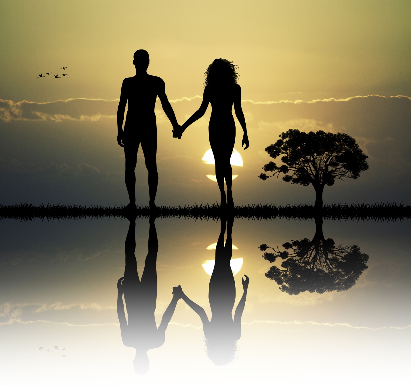 A silhouette of a person and person holding hands and walking on a beach

Description automatically generated with low confidence