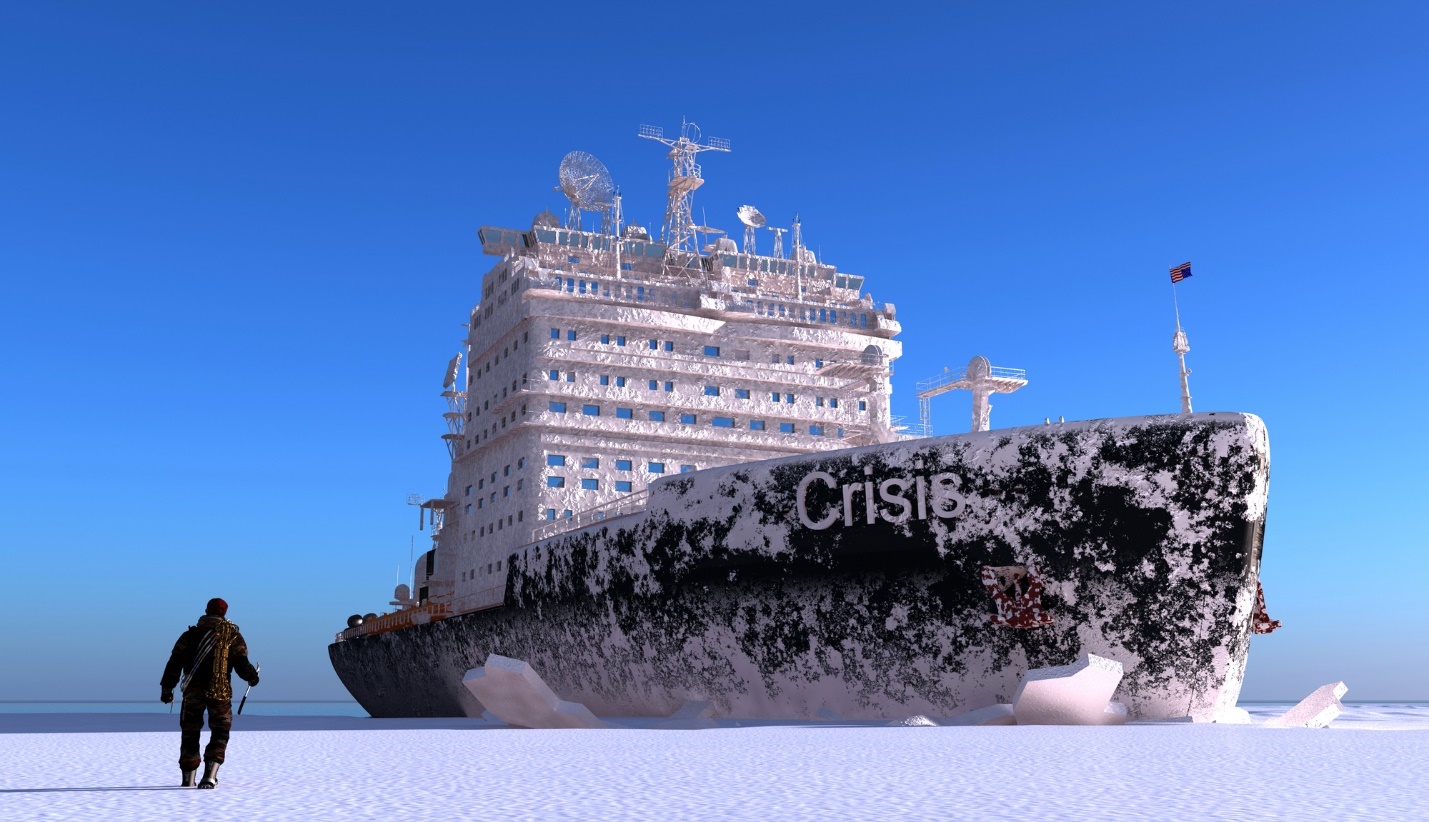 A picture containing sky, ship, snow, outdoor

Description automatically generated