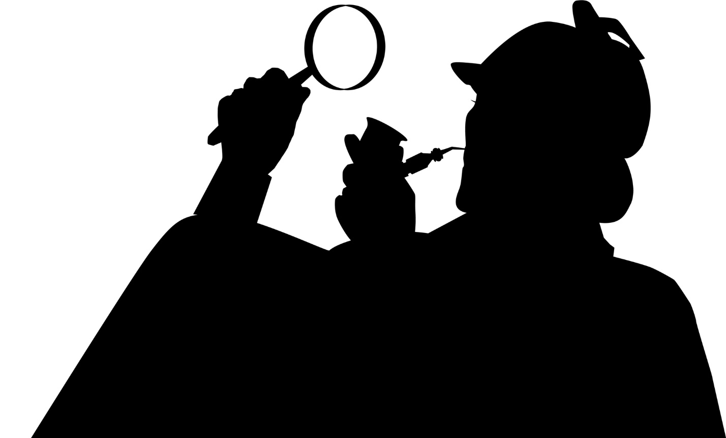 Silhouette of a person holding a magnifying glass

Description automatically generated