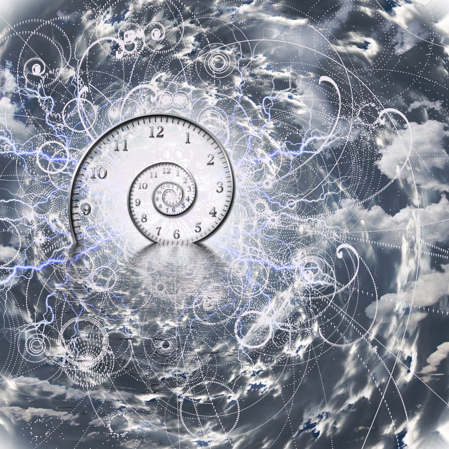A clock in a spiral

Description automatically generated
