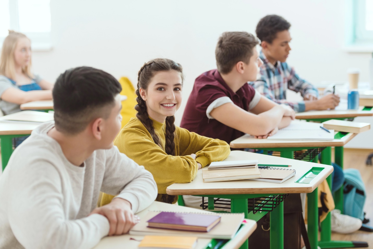 A group of students sitting at desks

Description automatically generated