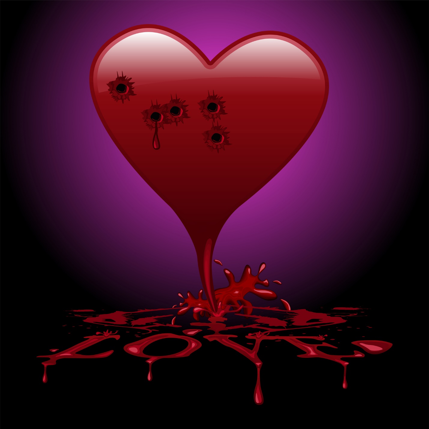 A heart with bullet holes on it

Description automatically generated